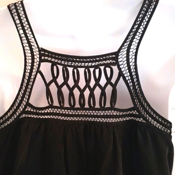 Madison Marcus Black Silk Sleeveless Lattice Top Small MSRP $229 Stunning! - Picture 6 of 7